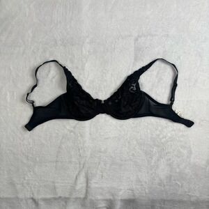 Y2K Wacoal Black Lace Sheer Bra Underwire Women's 32 D
